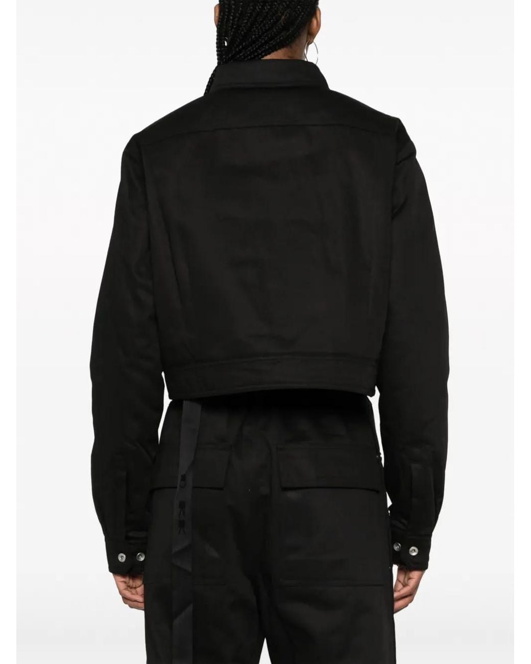 Rick Owens Black Cut-Out Cropped Jacket