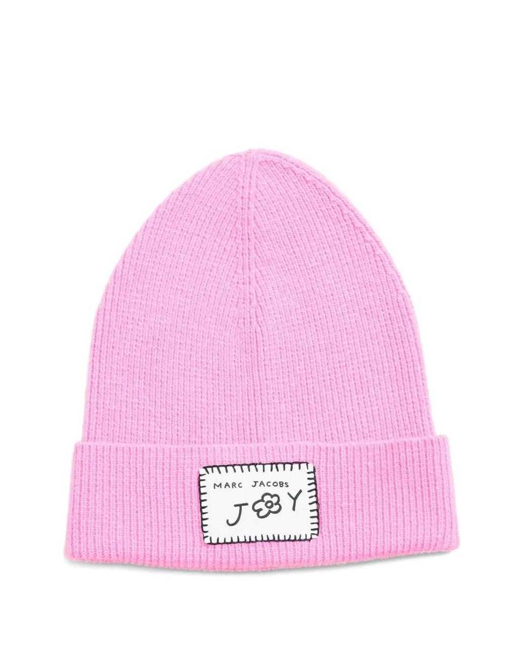 Marc Jacobs Pink Logo-Patch Beanie