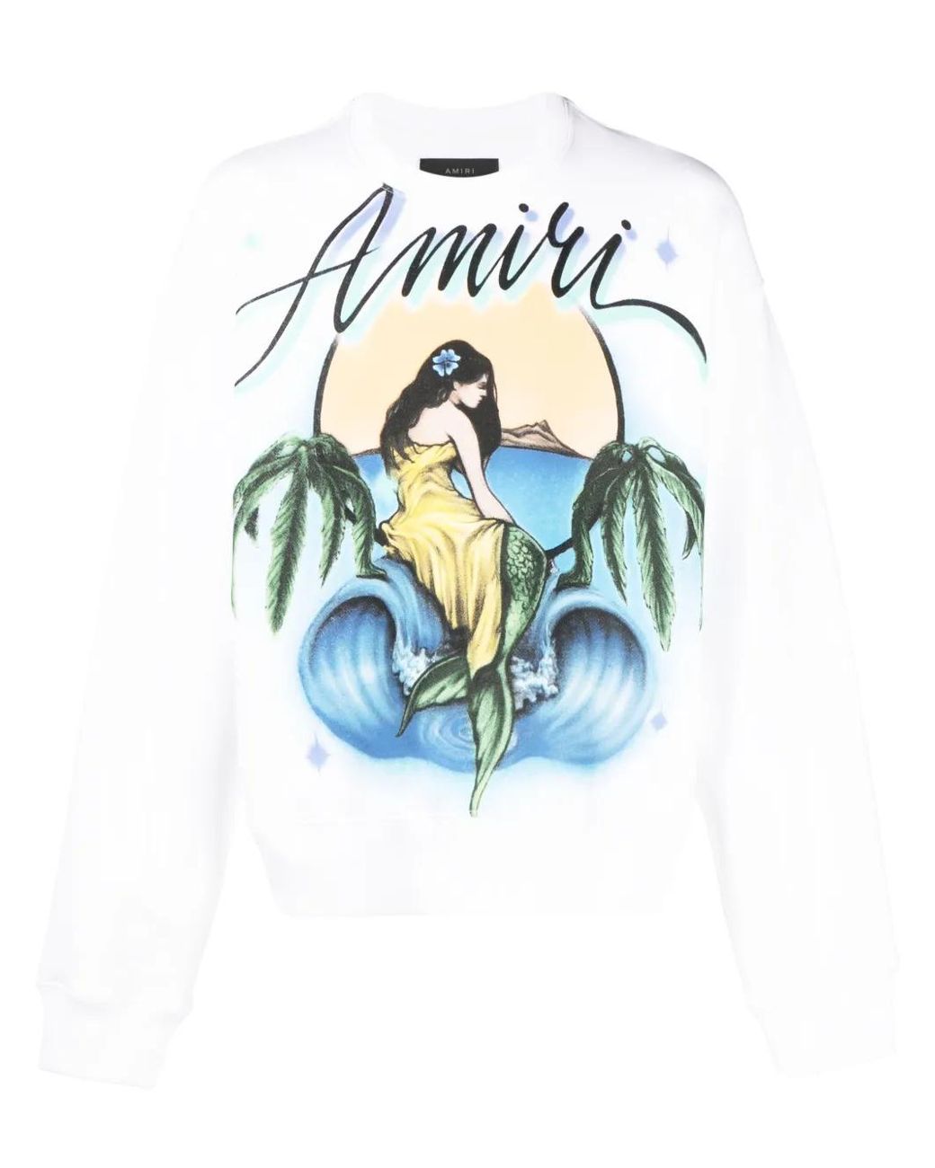 Amiri Blue Mermaid Logo-Print Crew-Neck Sweatshirt for men