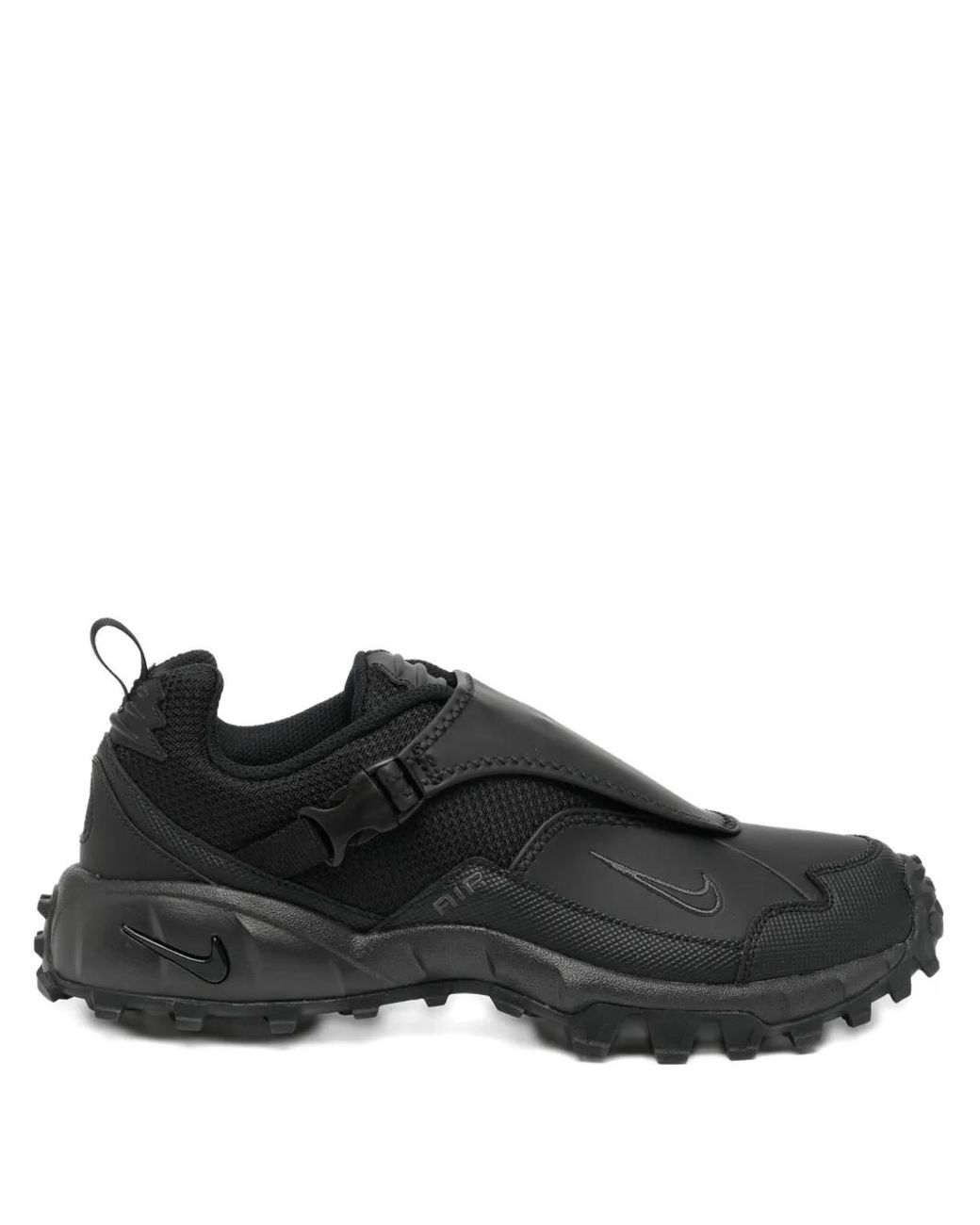 Nike Black Premium Leather Touch-Strap Sneakers With Studded Sole for men