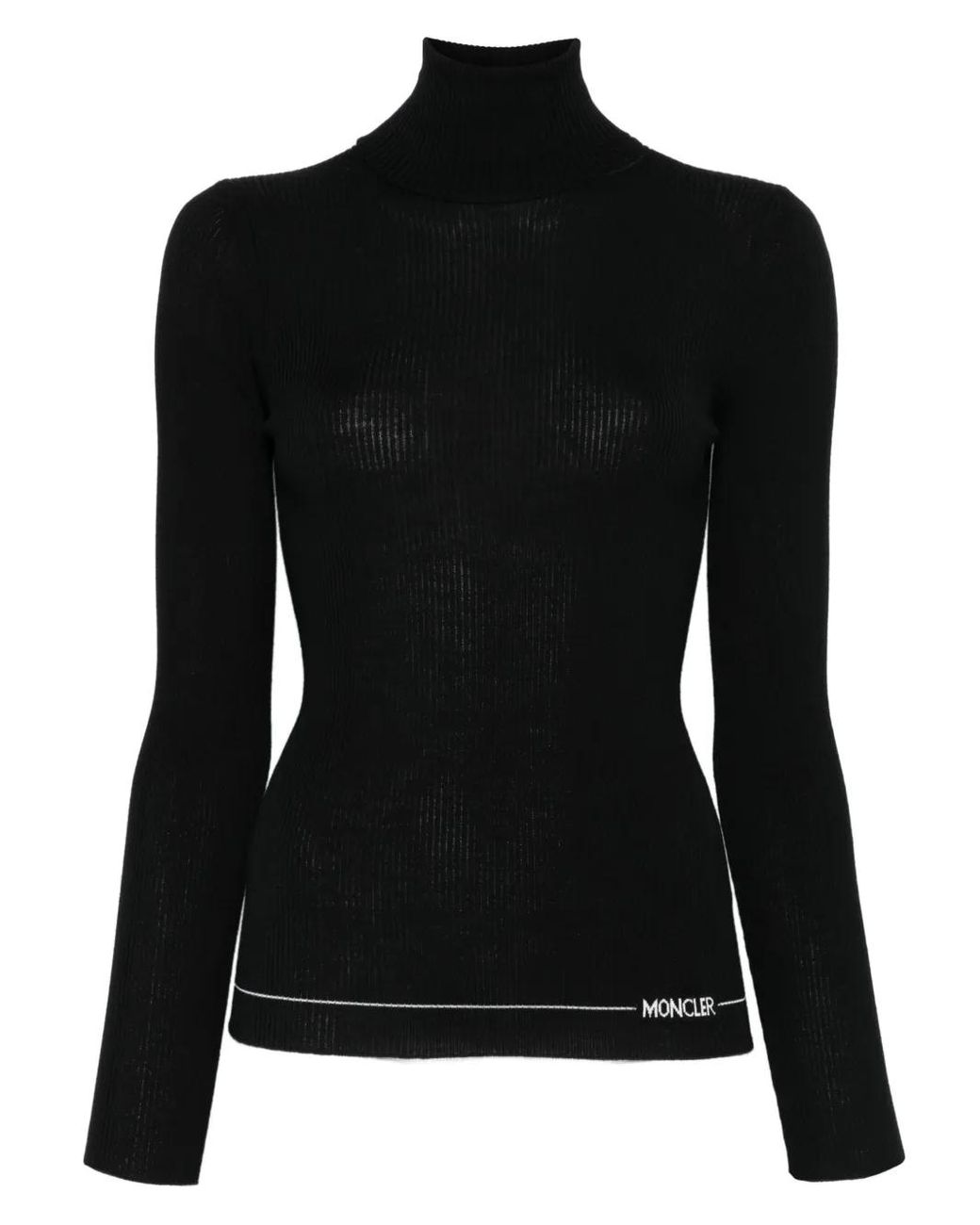 Moncler Black Roll Neck Ribbed Top