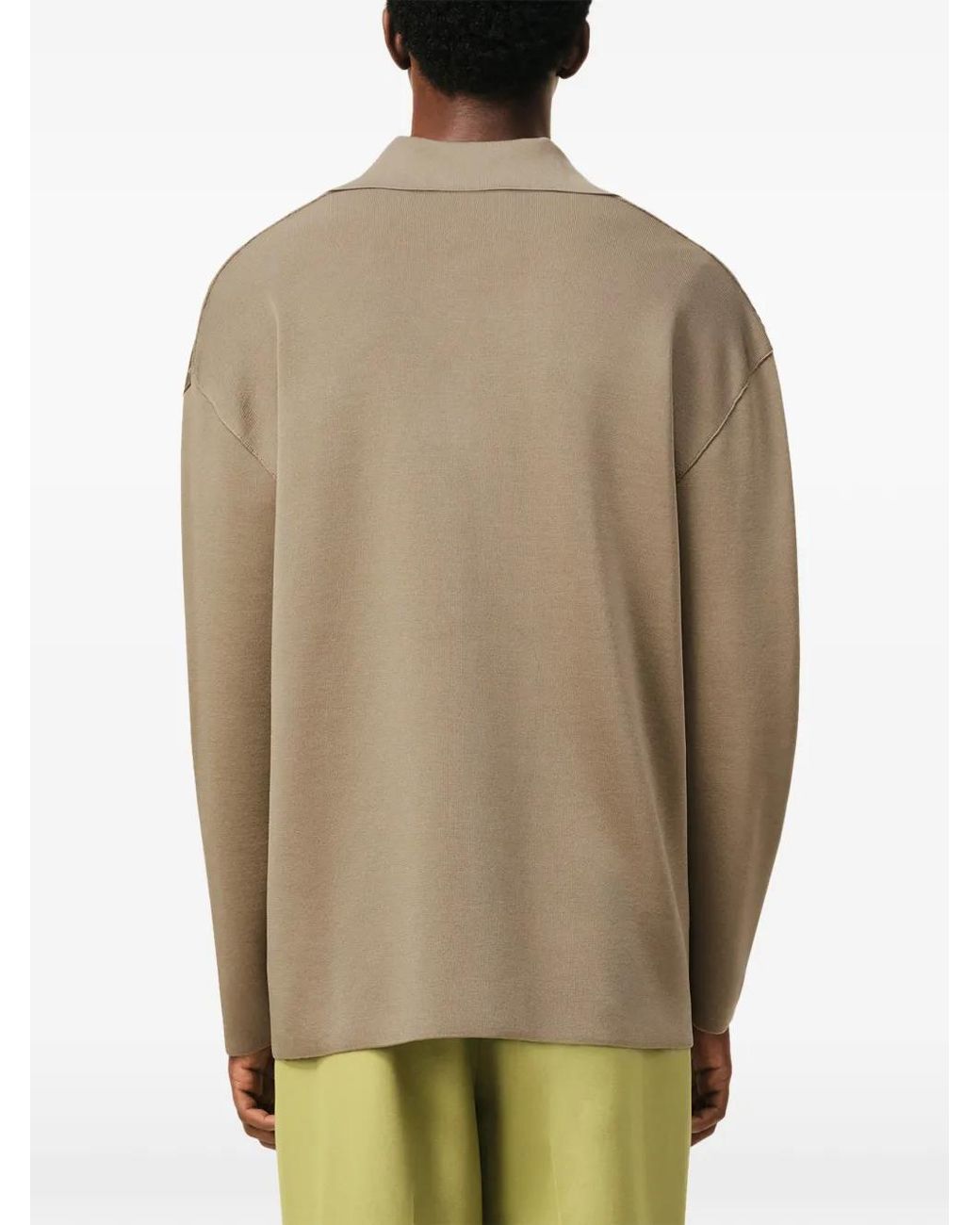 AMI Natural Wool Long Sleeves Polo for men