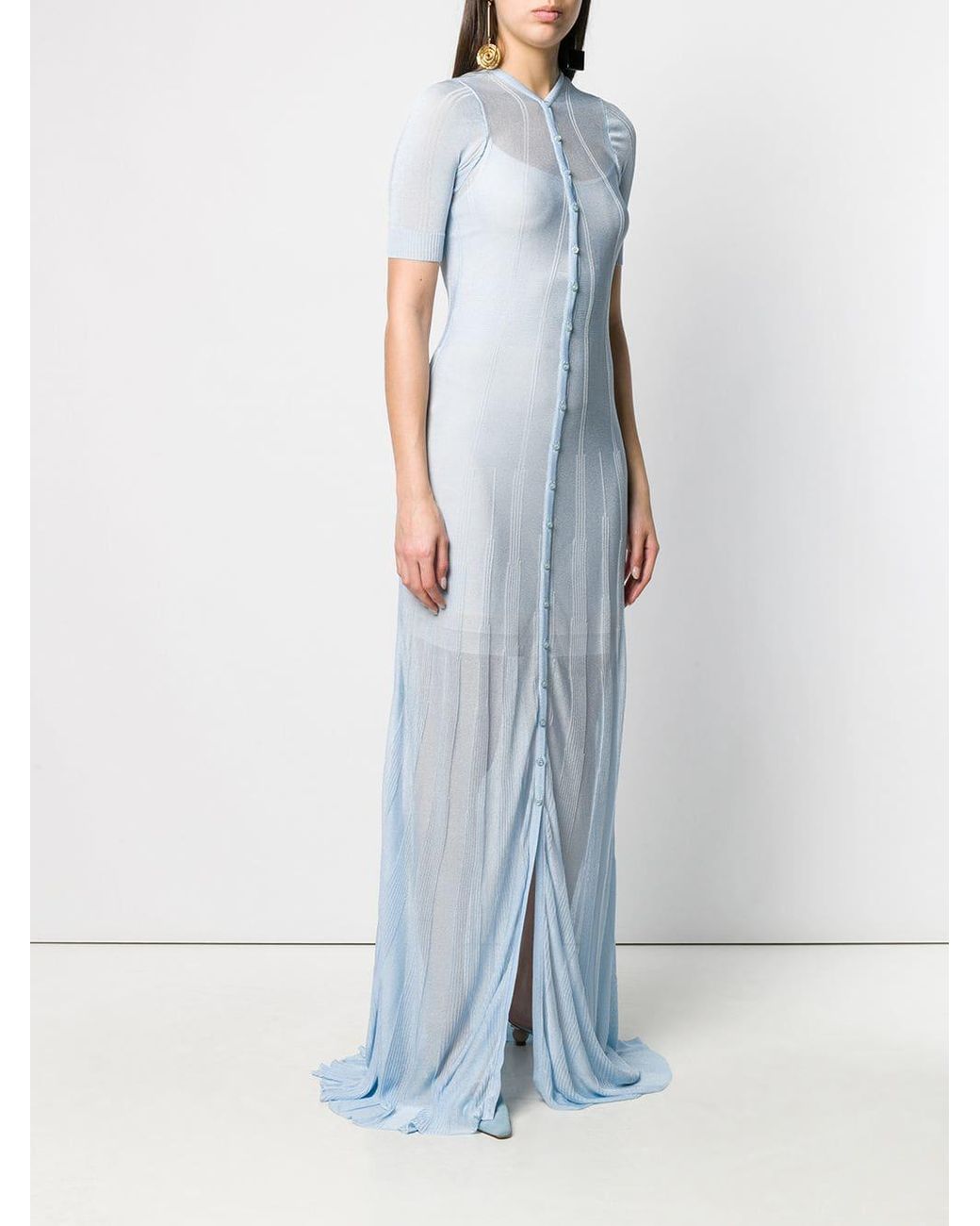 Jacquemus Ribbed Button-up Dress in Blue | Lyst