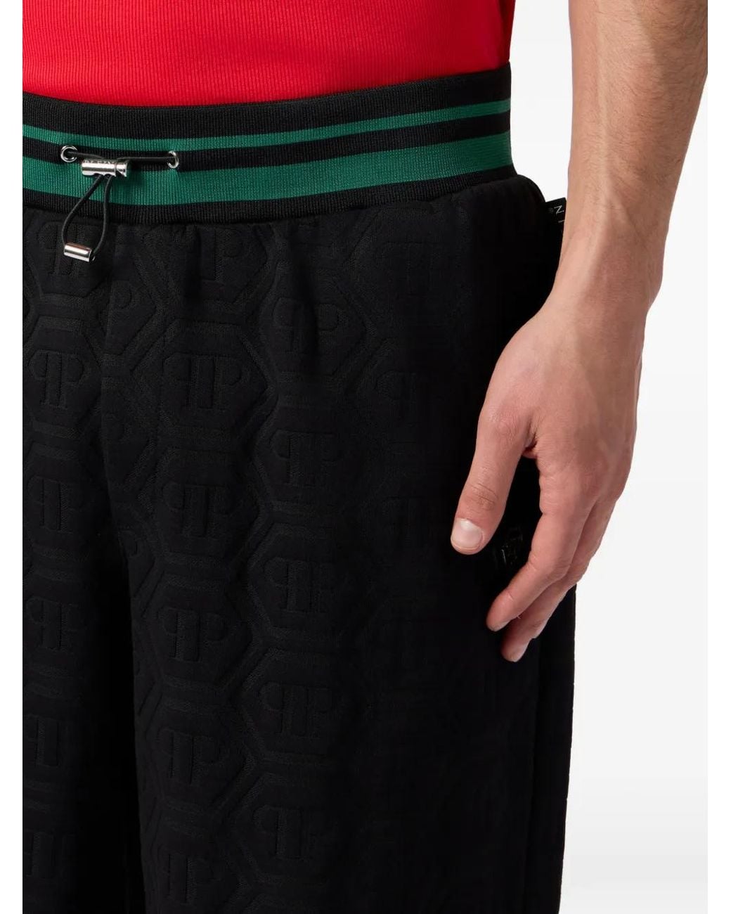 Philipp Plein Black Short À Motif Monogrammé En Jacquard for men