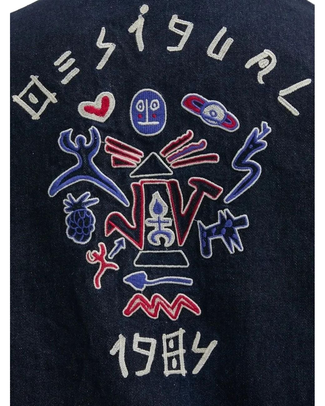 Desigual Blue Logo-Embroidered Denim Jacket for men