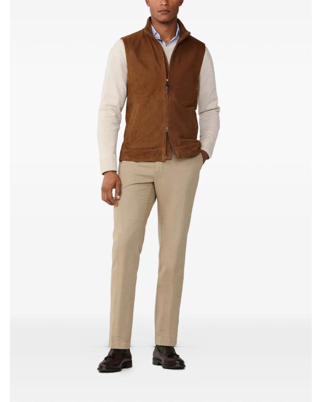 Hackett Brown Suede Gilet for men