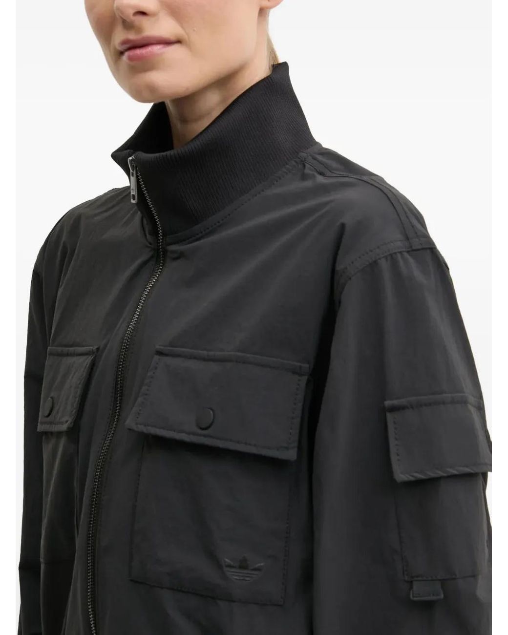 Adidas Black Flap-Pockets Bomber Jacket