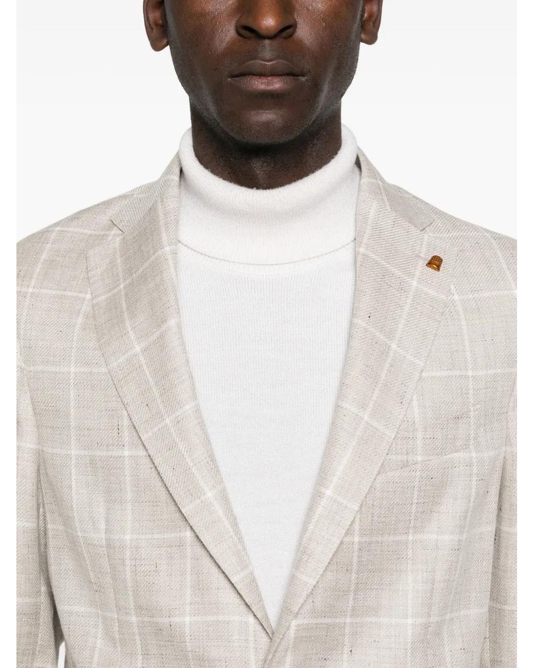 Latorre Gray Check-Pattern Single-Breasted Blazer for men