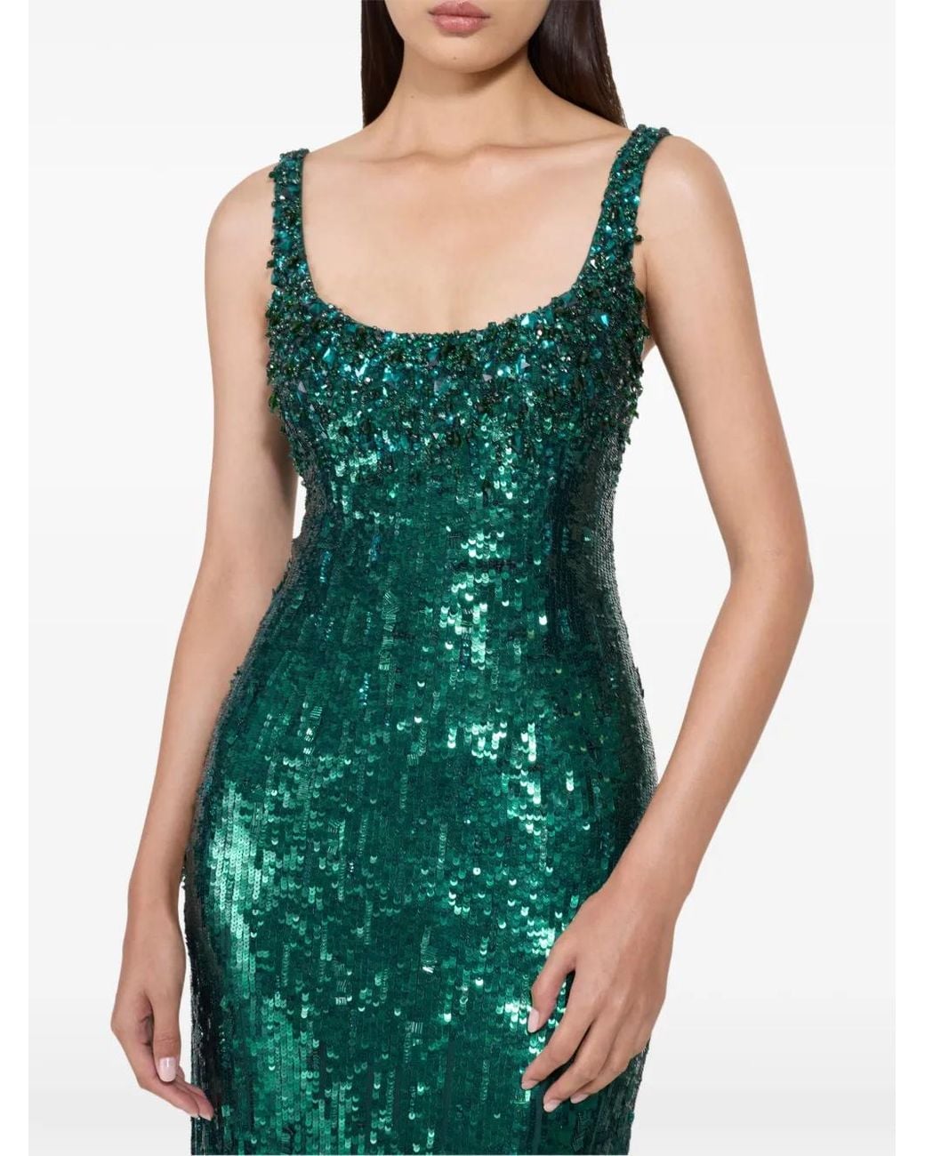 Jenny Packham Green Robe Longue Rosalie À Ornements