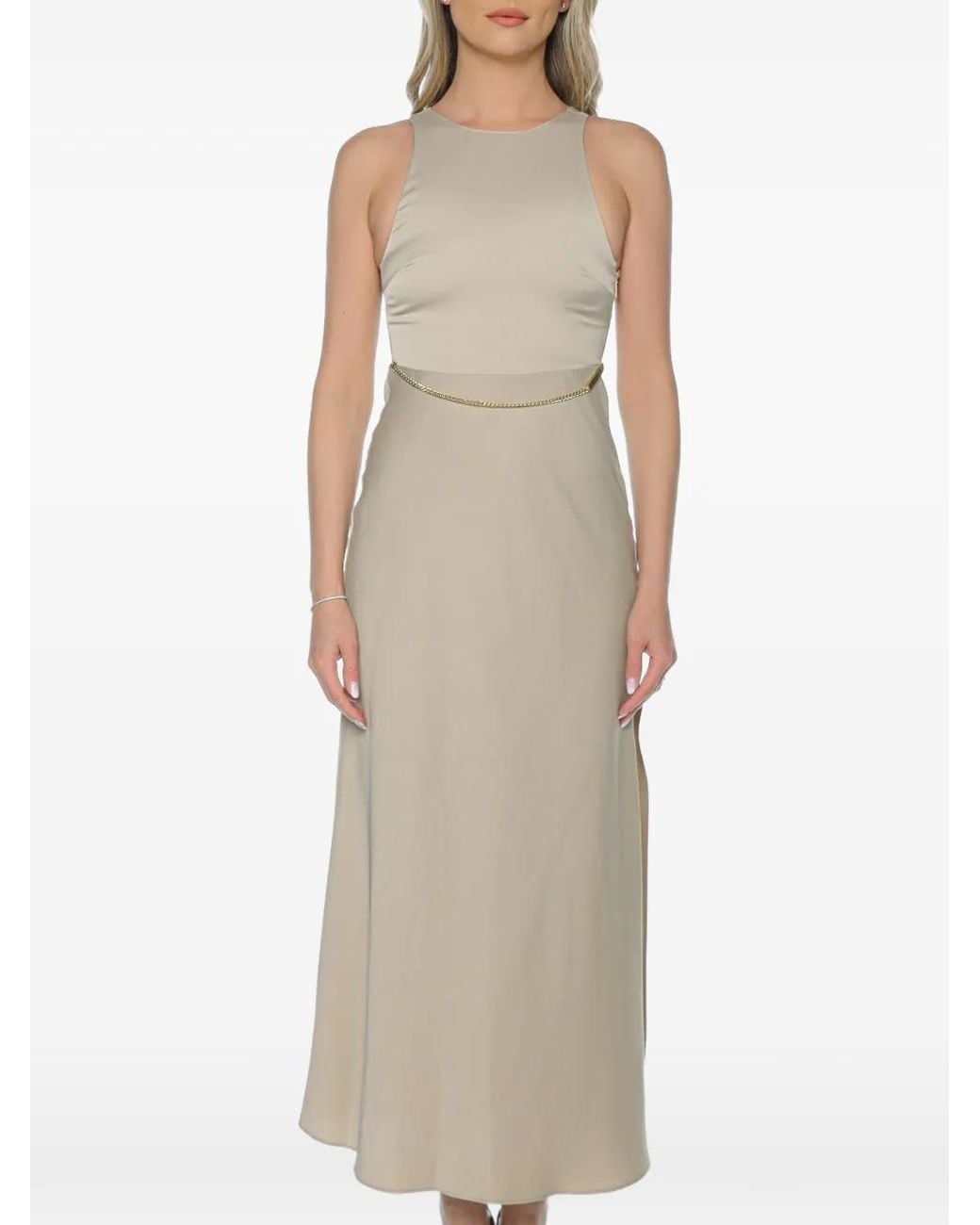 ARMANI EXCHANGE Natural Chain-Detail Side-Slit Dress