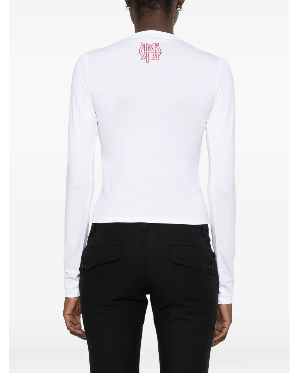 Jean Paul Gaultier White Cut-Out Slogan-Print T-Shirt