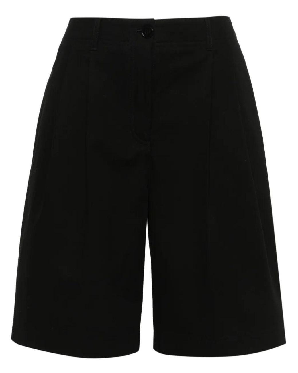 Totême Black Knee-Length Twill Shorts