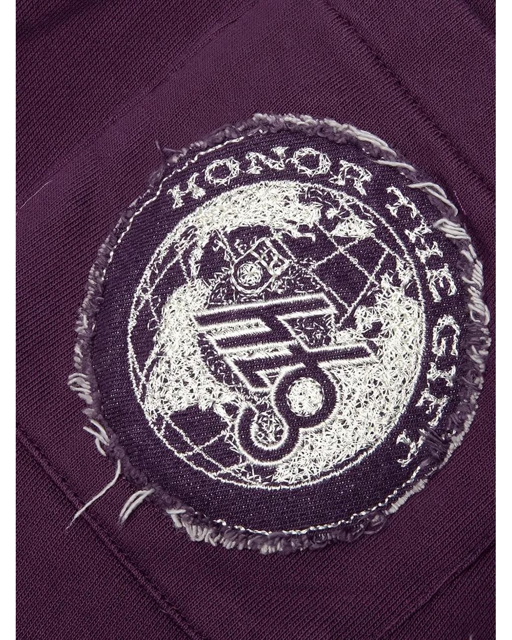 Honor The Gift Purple Denim-Panel Frayed Track Pants for men