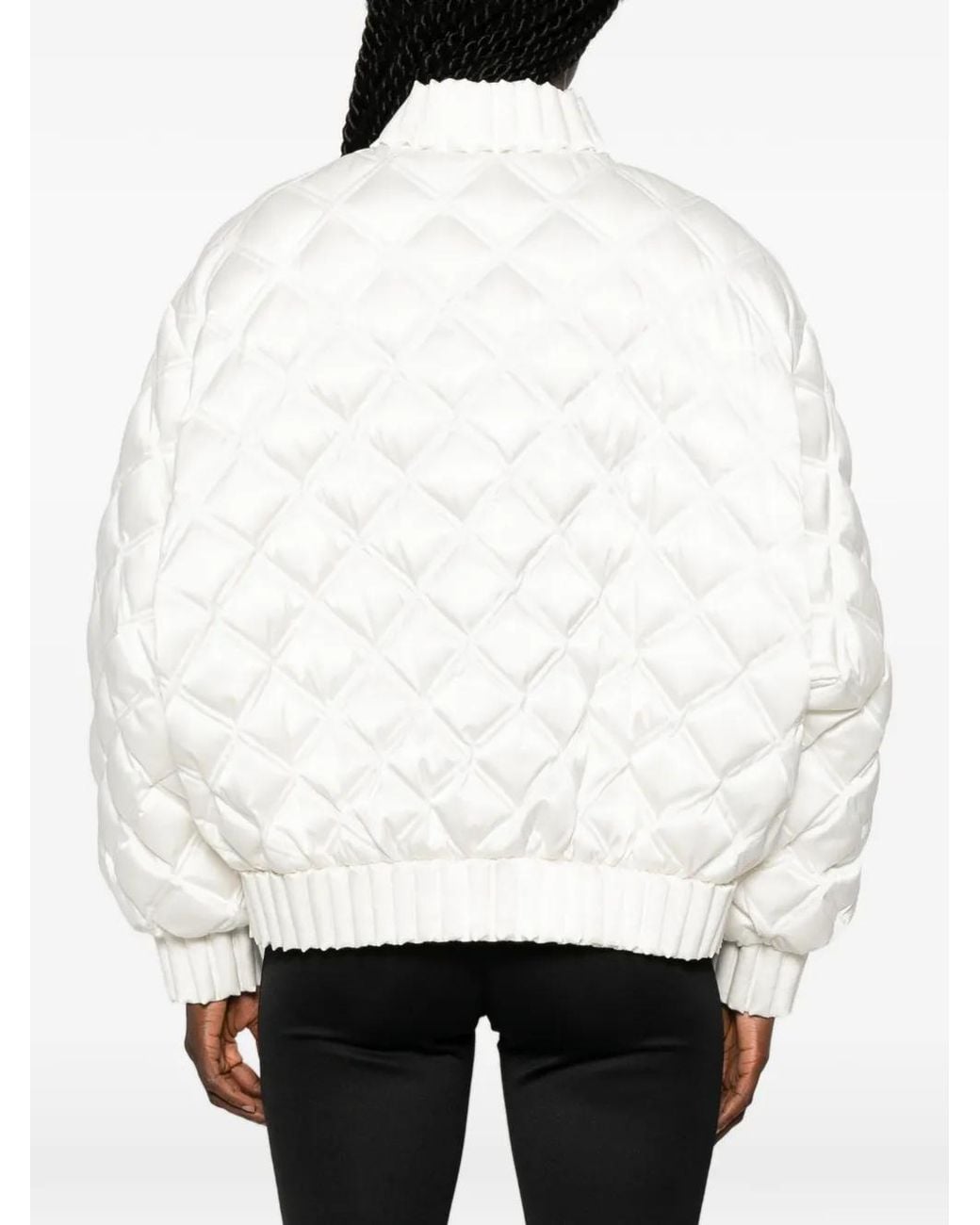 RAXXY White Quilted-Pattern Bomber Jacket