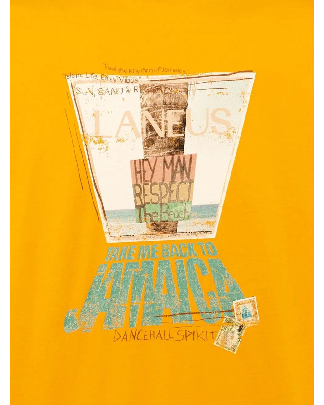 Laneus Yellow T-Shirt À Imprimé Graphique for men