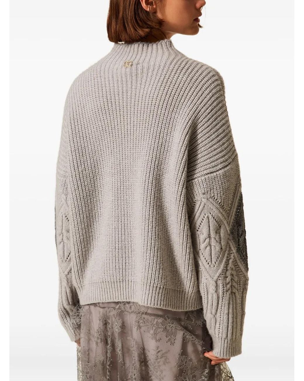Pull En Maille Torsadée Twinset en coloris Gray