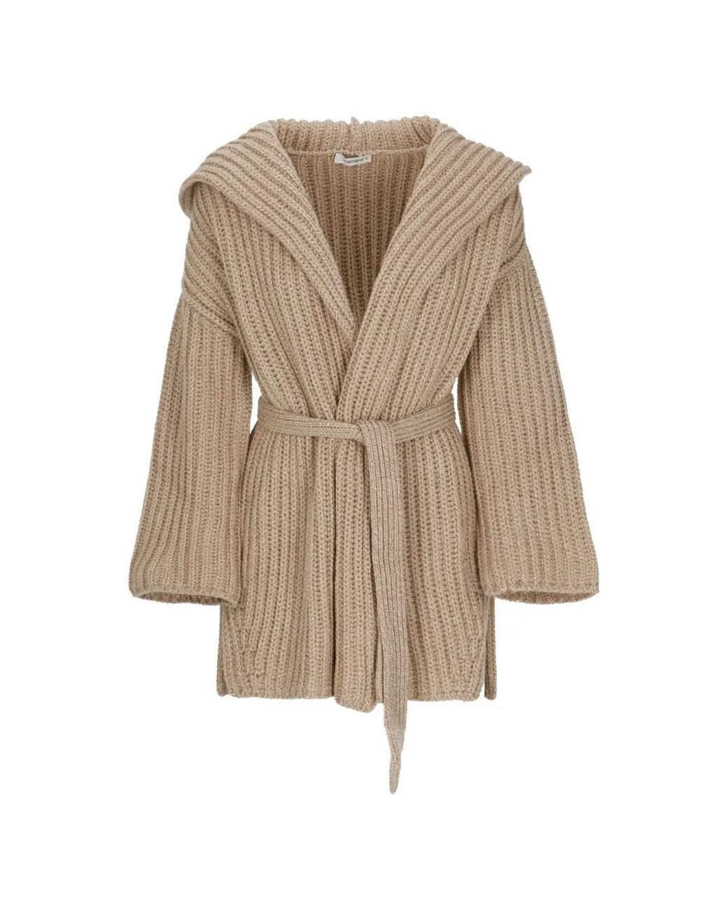 Kangra Natural Ribbed-Knit Hooded Cardigan