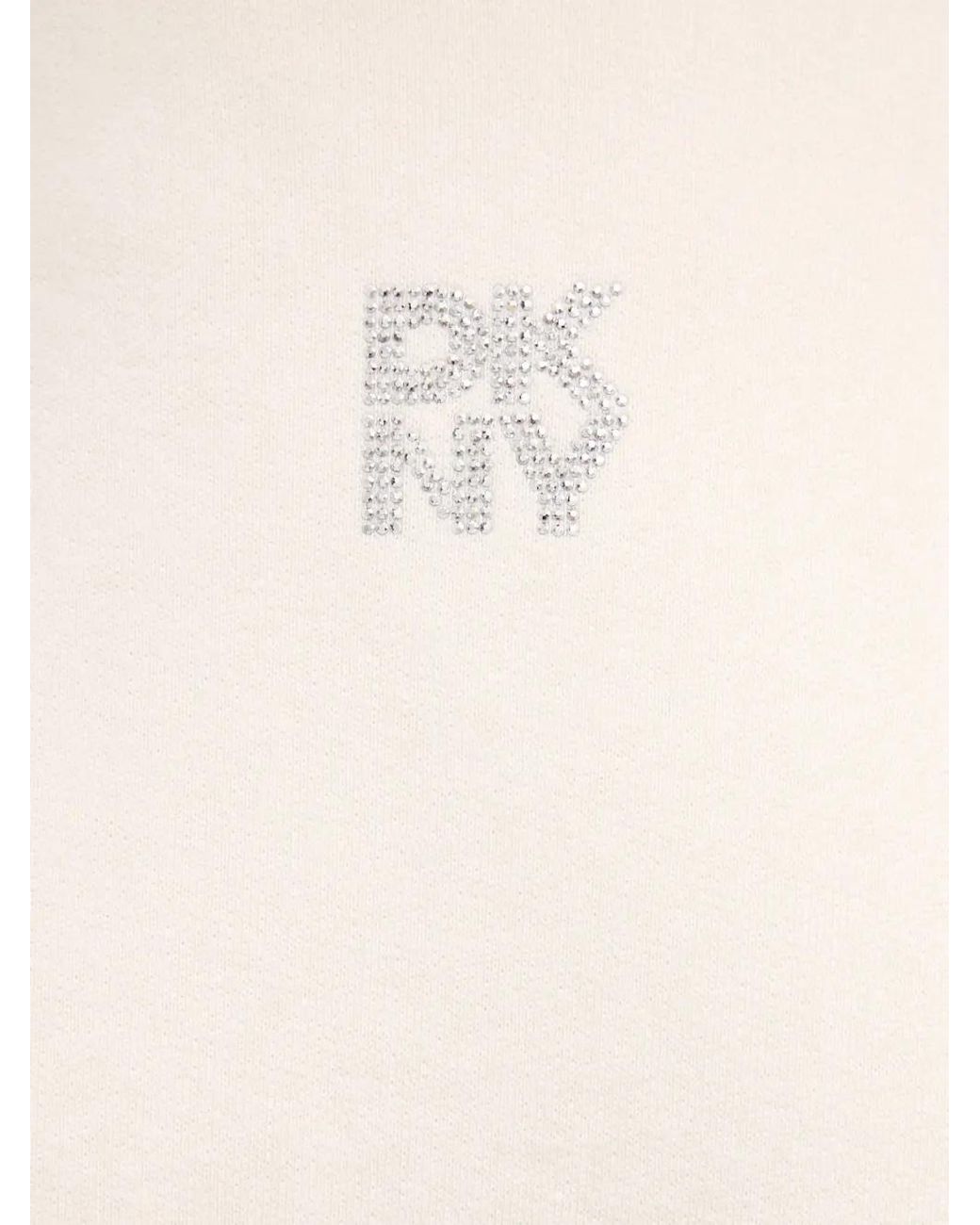 DKNY White Rhinestone-Logo Sweatshirt