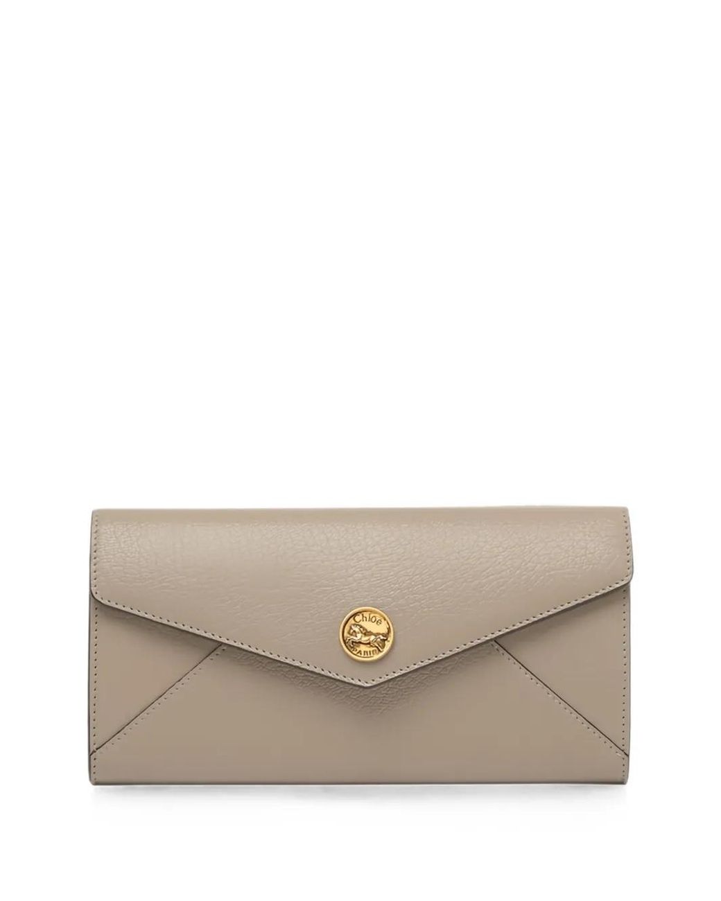 Chloé Gray Envelope Logo-Plaque Envelope Wallet