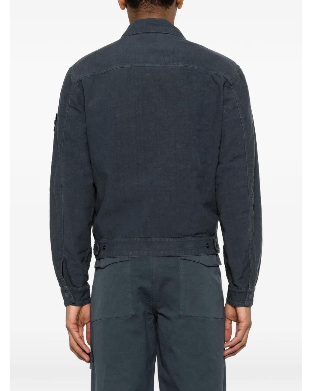 Stone Island Blue 4100040 Bonded Linen-Tc.I. Ghost Jacket for men