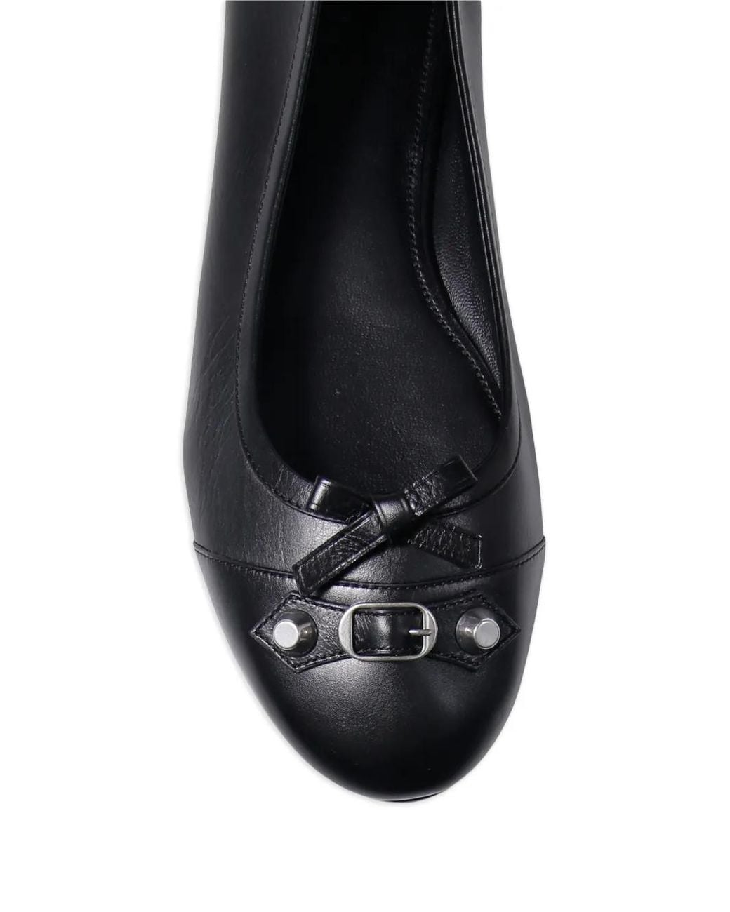 Balenciaga Black City Bow Buckled Ballet Flats