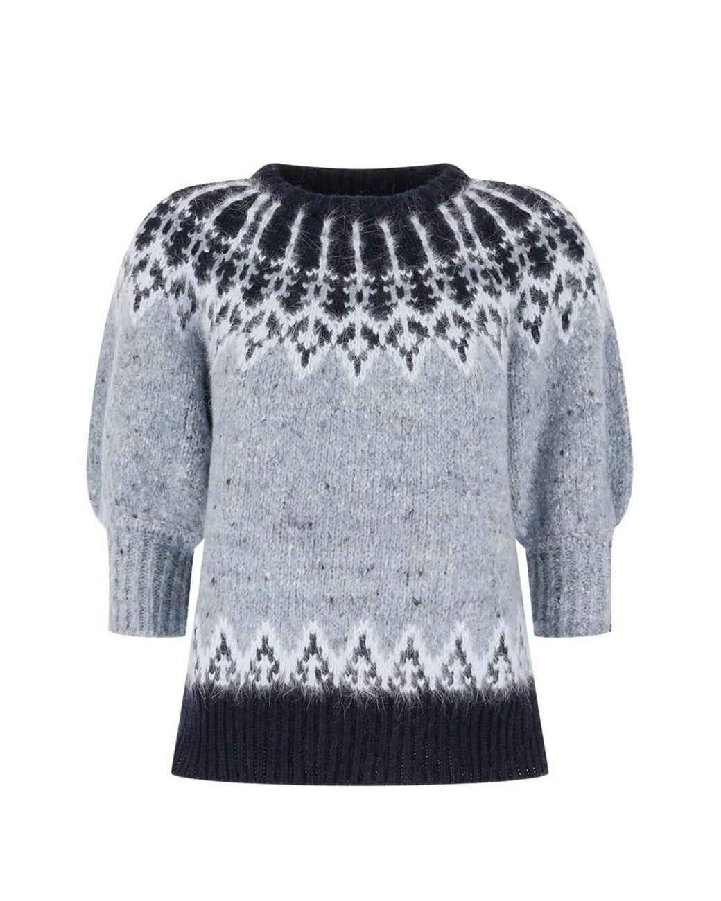 Vanisé Gray Fair Isle Flecked Sweater