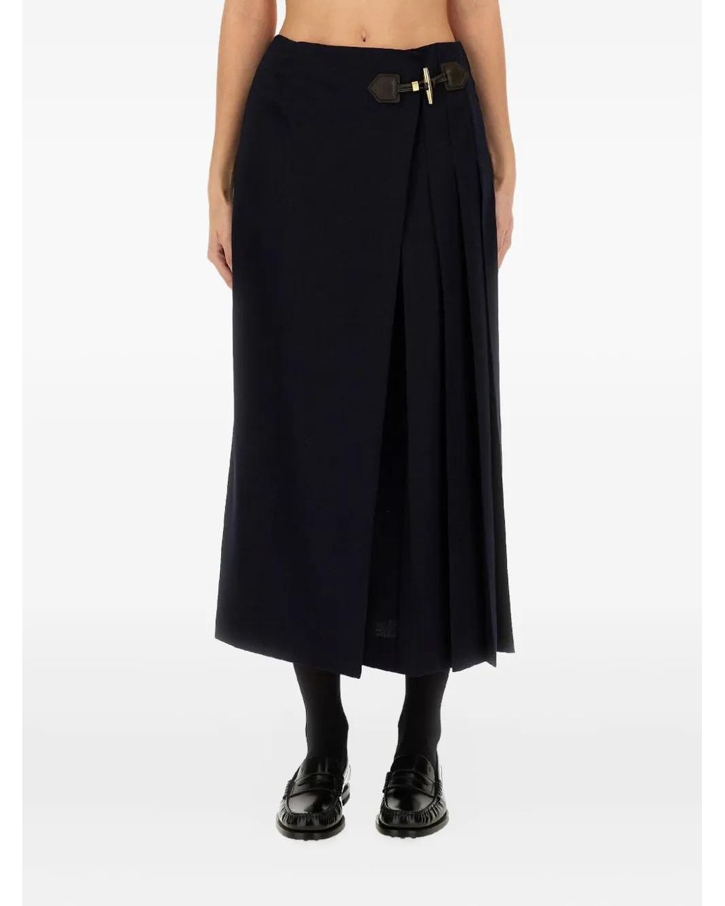 Moschino Black Buckle-Detail Midi Skirt