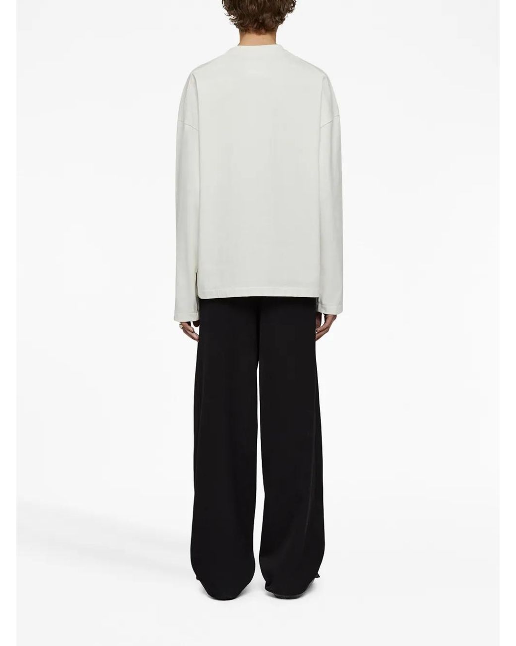 Jil Sander White Long-Sleeved Shirt With Logo Print for men