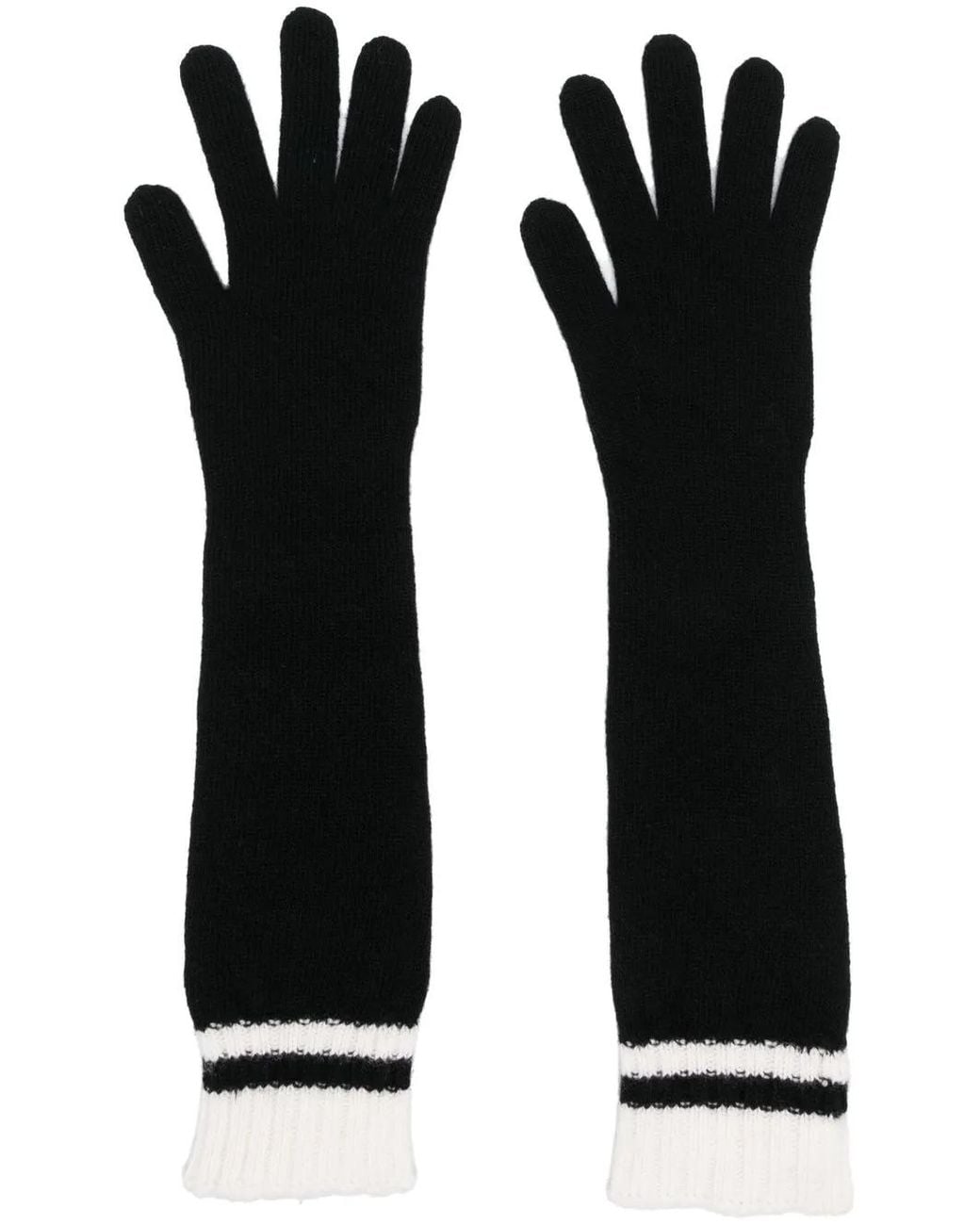 Alberta Ferretti Black Ribbed-Knit Long-Length Gloves