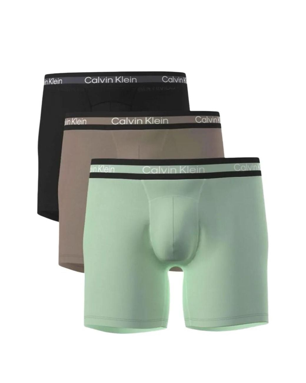 Calvin Klein Green 3-Pack Logo-Waistband Boxer Briefs for men