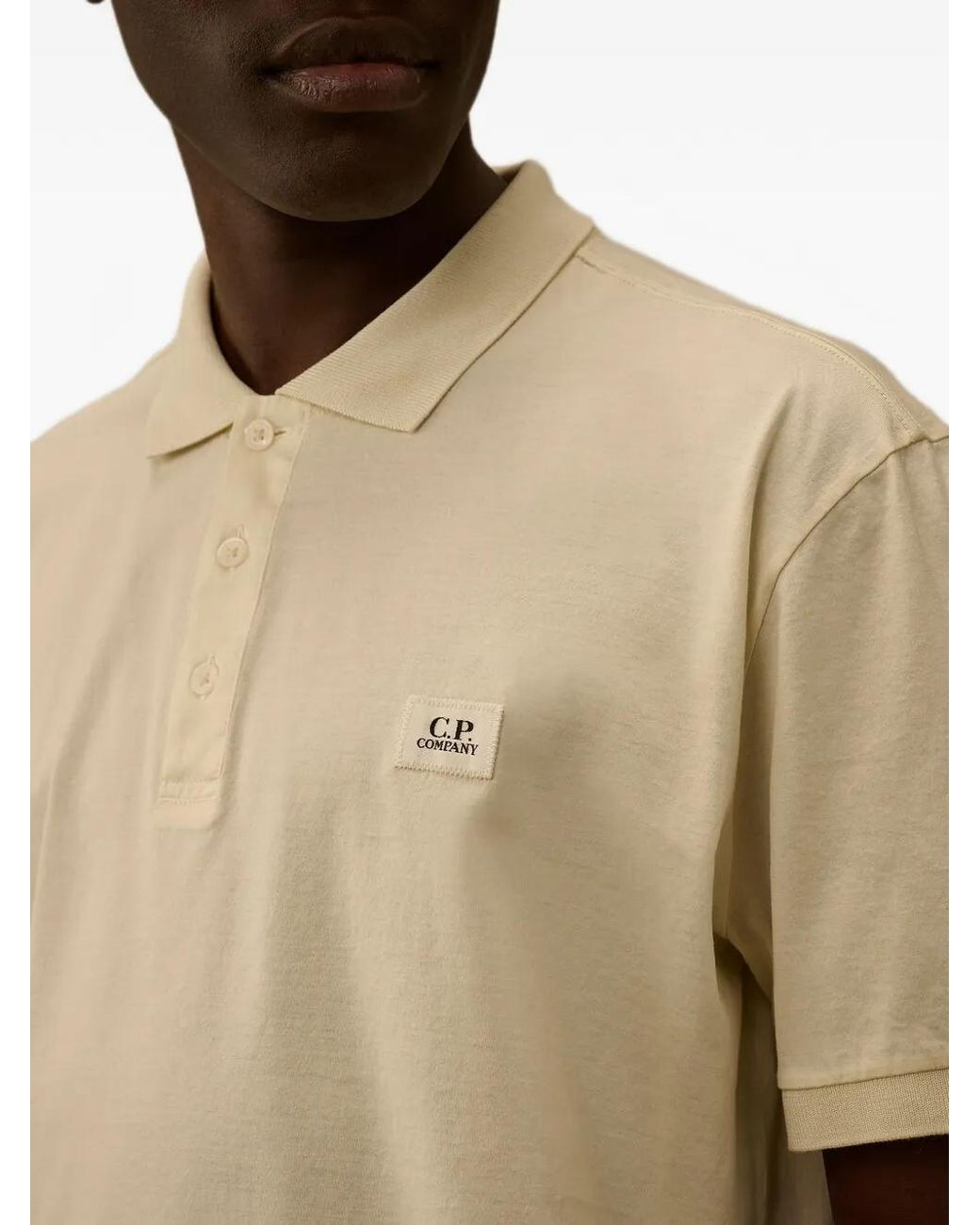 C P Company Natural 70/2 Mercerized Jersey Gasato Short Sleeve Polo for men