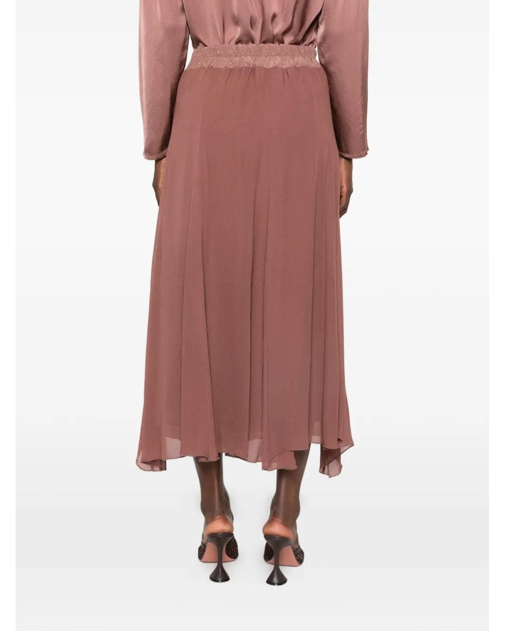PHILIA LOFT Purple Elasticated-Waistband Asymmetric Skirt
