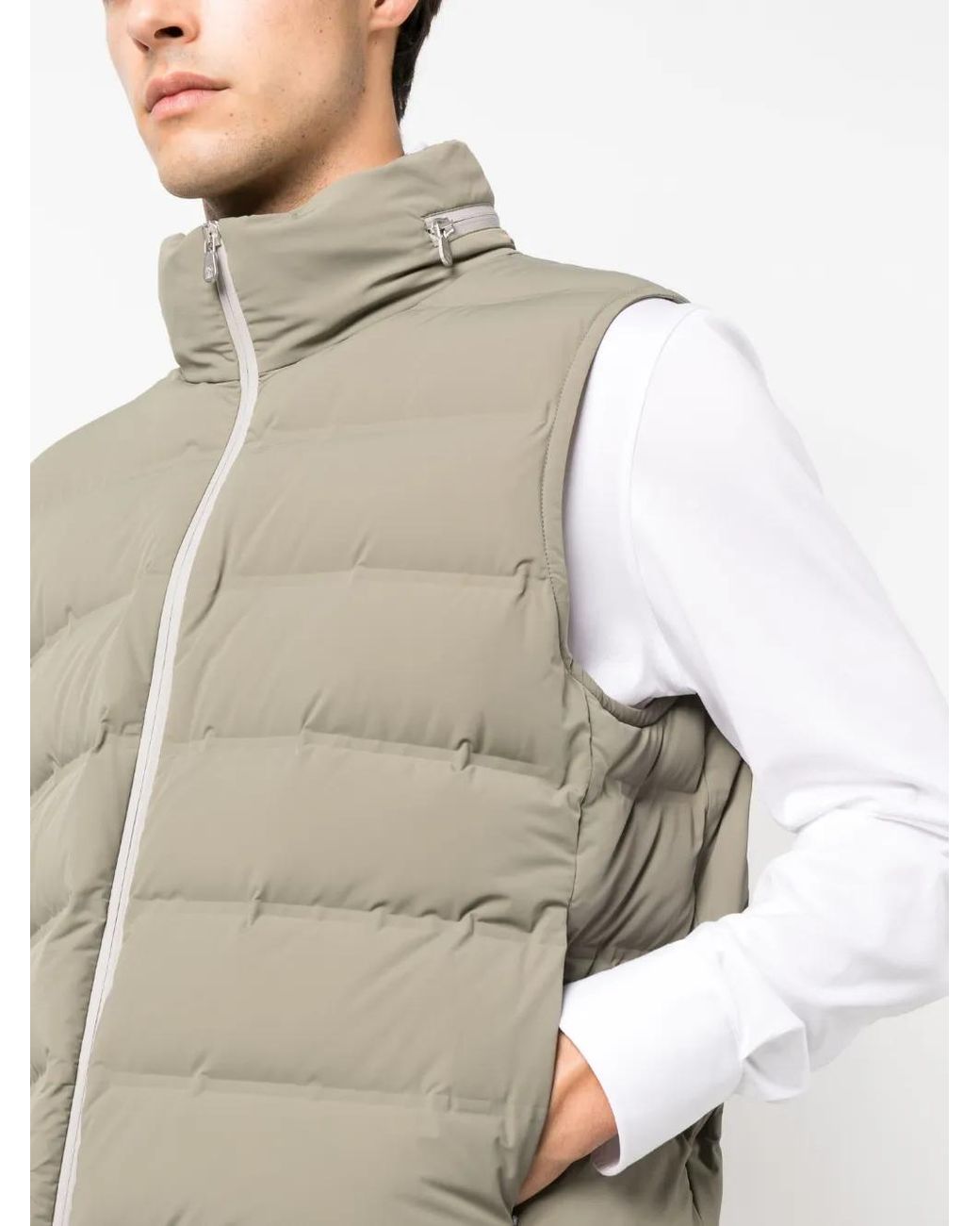 Brunello Cucinelli Gray Padded Hooded Gilet for men