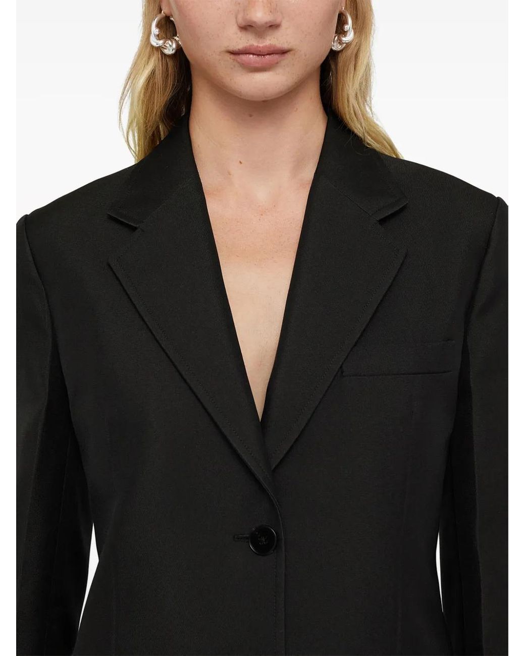 Jil Sander Black Single-Breasted Crepe Blazer