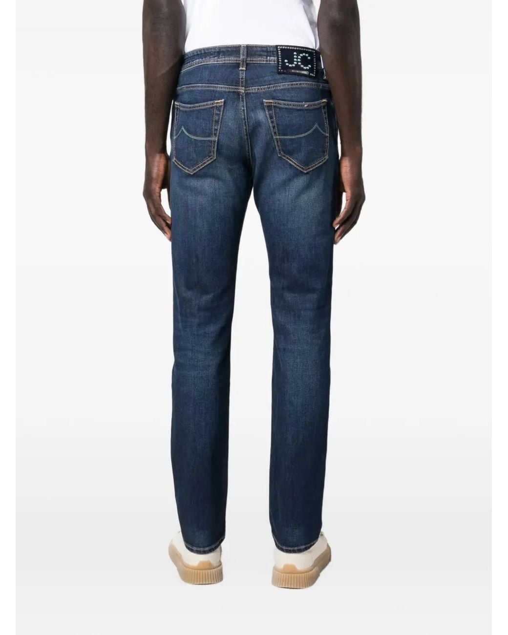 Jacob Cohen Blue Logo-Patch Straight-Leg Jeans for men