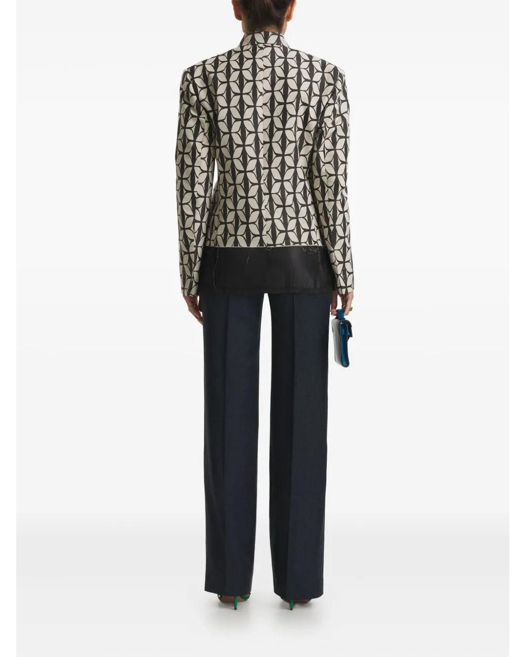 CuAnna Black Double-Breasted Patterned Jacket