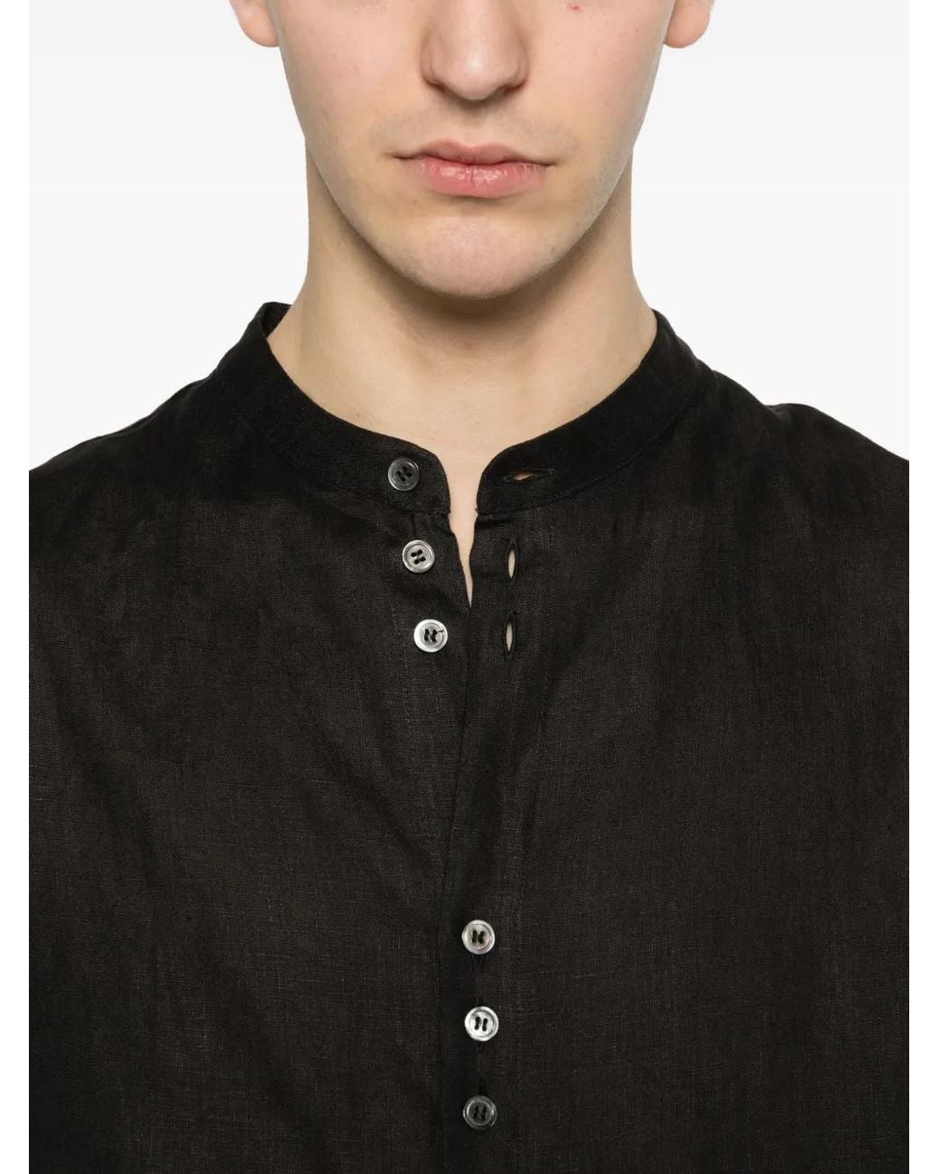 Alpha Studio Black Buttoned Shirt for men