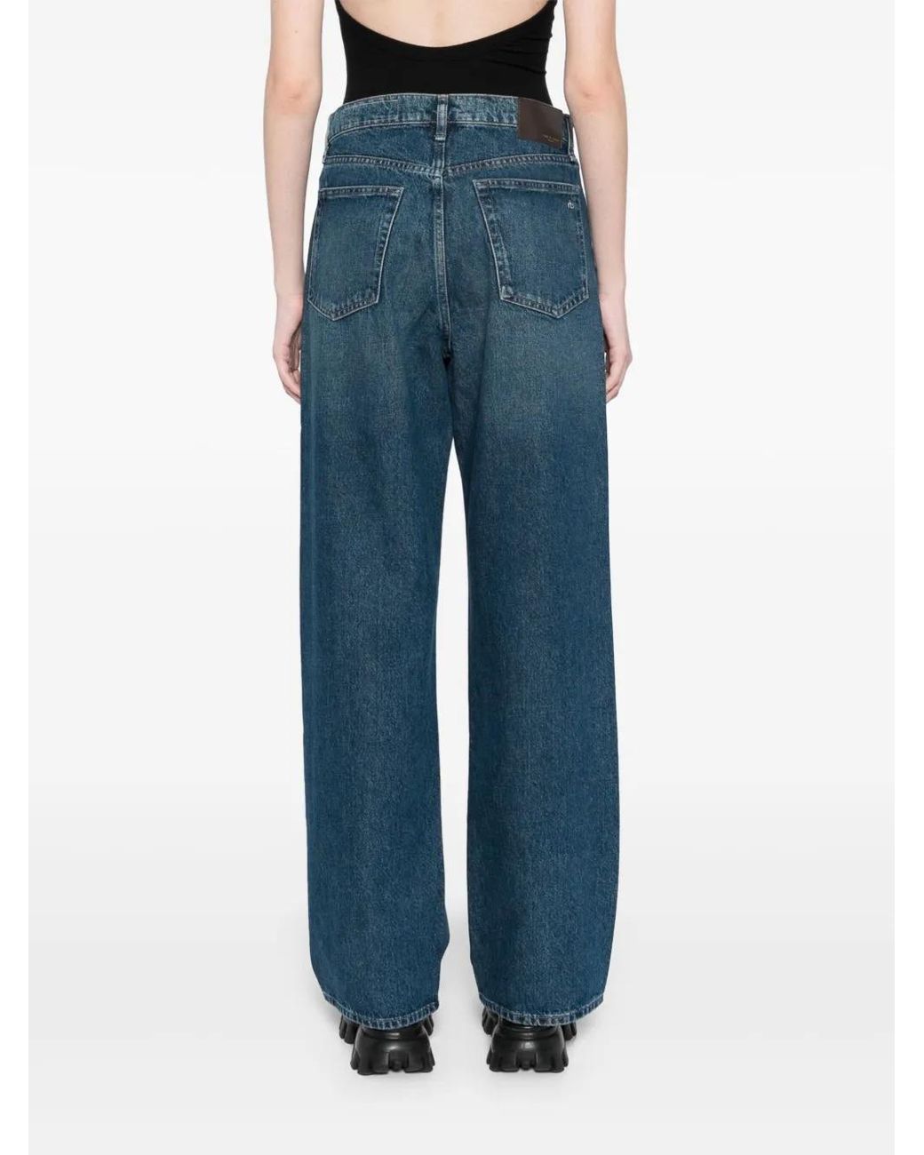Rag & Bone Blue Shea High-Wise Straight-Leg Jeans