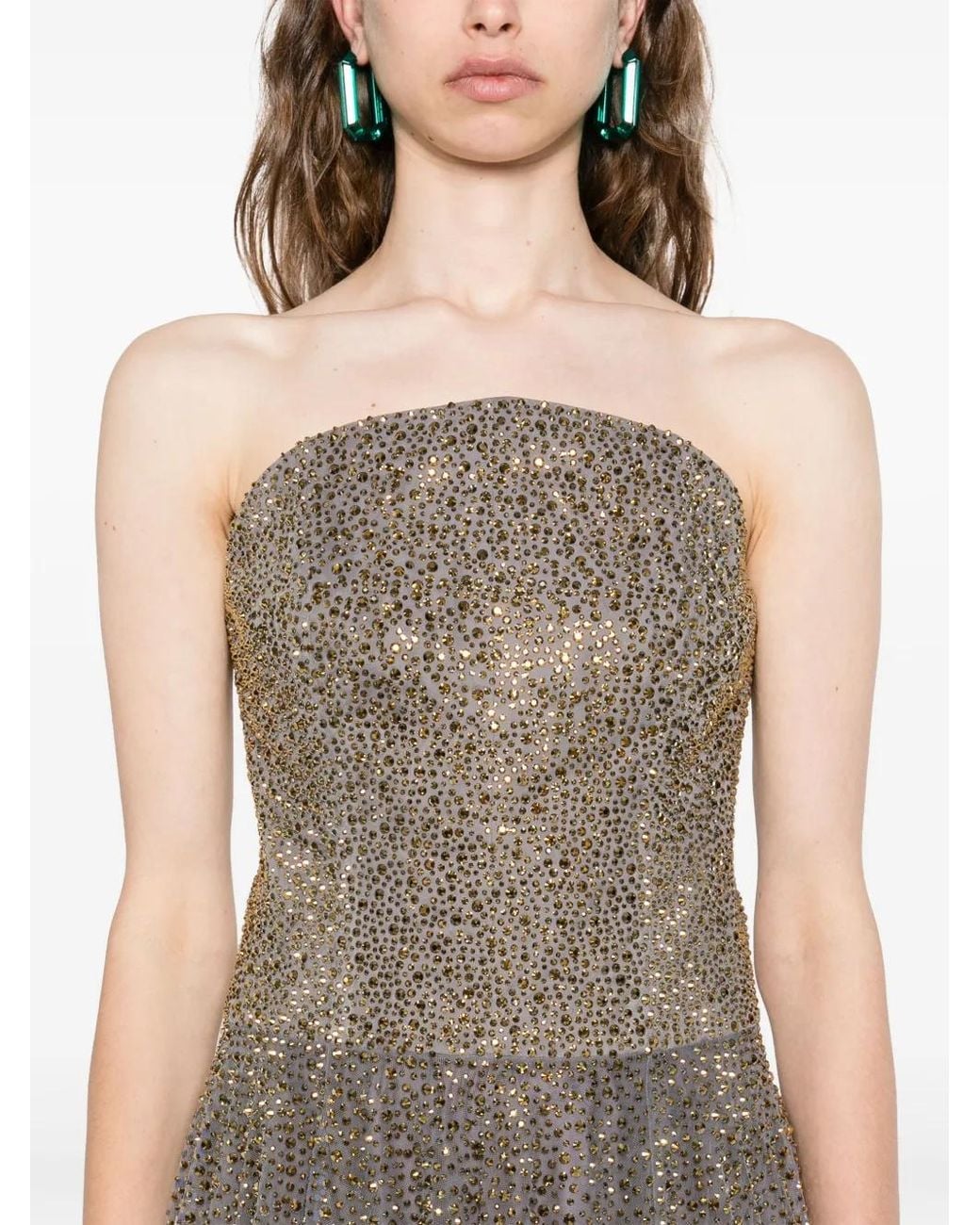 Jean Louis Sabaji Gray Embellished Maxi Dress