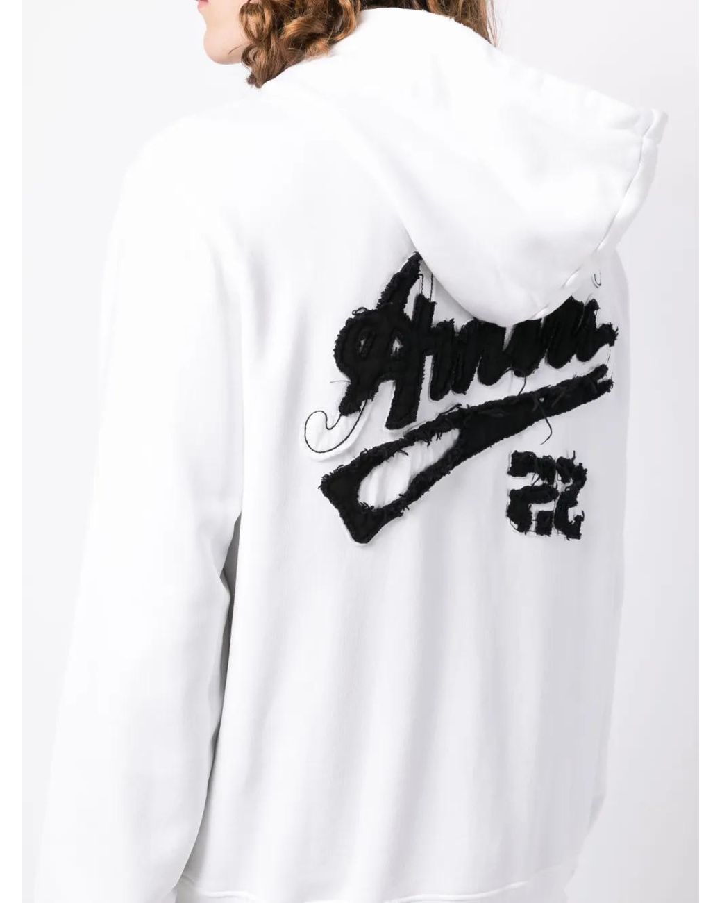 Amiri White Embroidered-Logo Cotton Hoodie for men