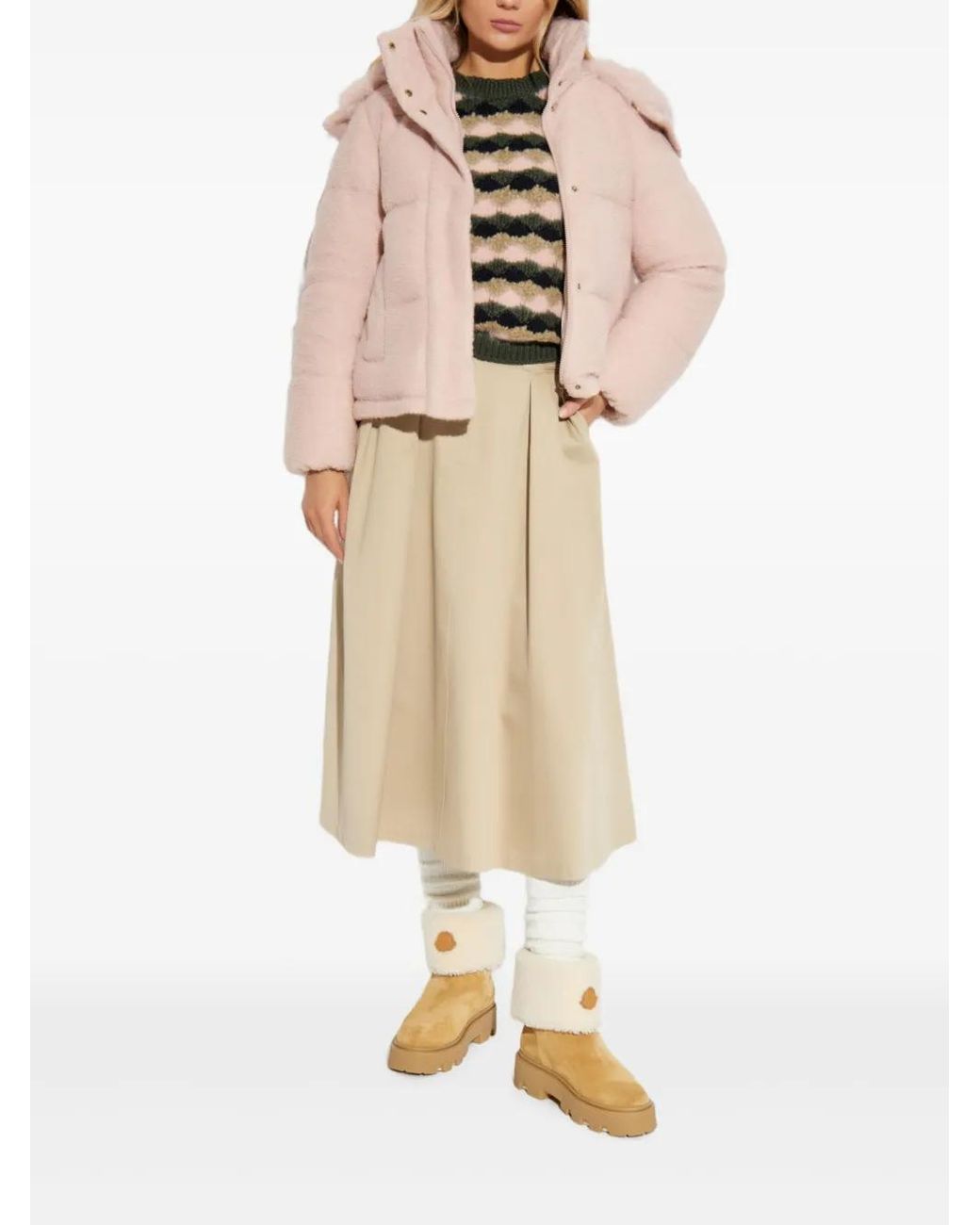 Moncler Pink Virieu Bouclé Padded Jacket