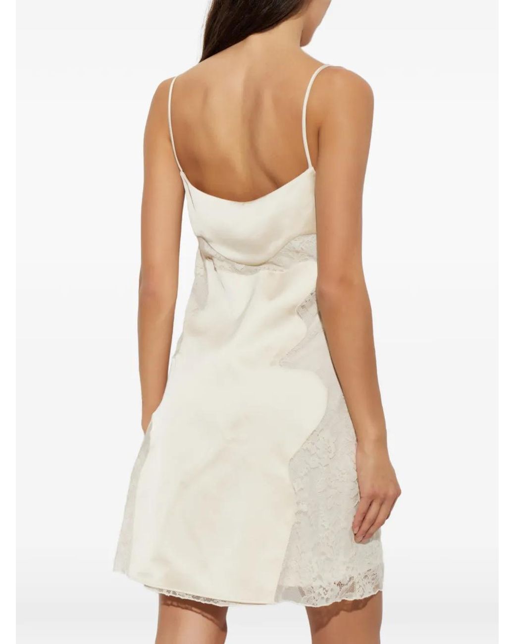 Off-White c/o Virgil Abloh White Lace-Insert Satin Dress
