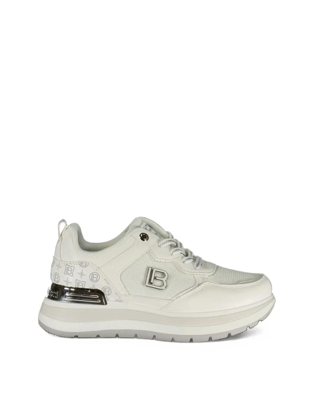 Laura Biagiotti White Logo-Plaque Platform Sneakers