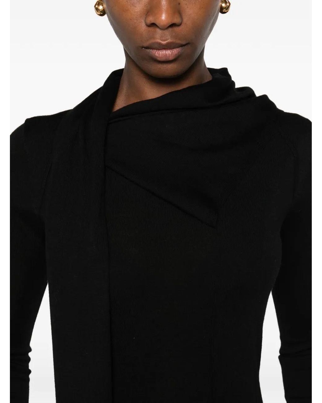 Mark Kenly Domino Tan Black Scarf-Detail Sweater