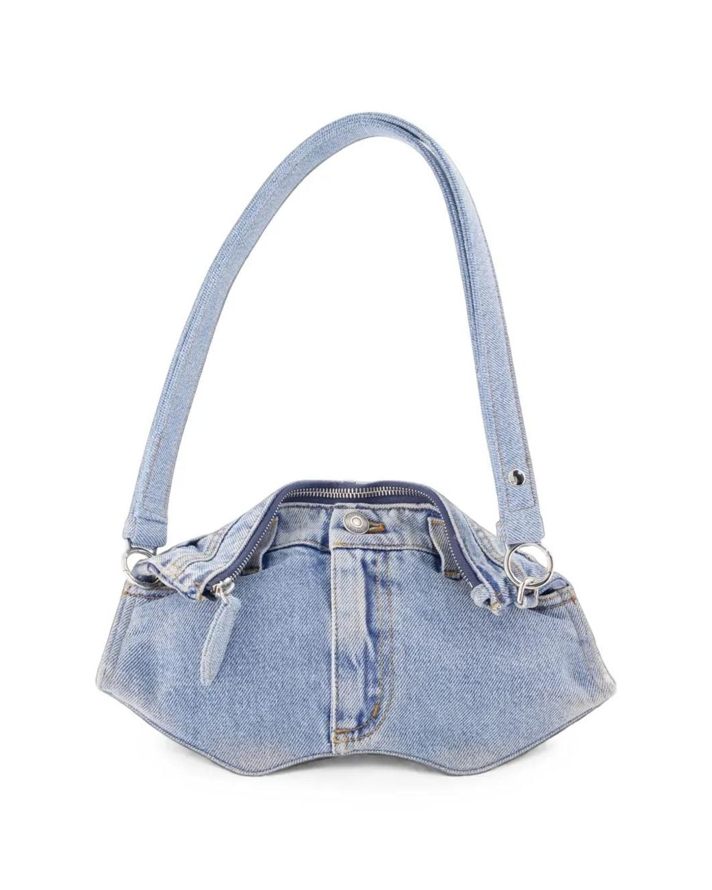 McQueen Blue Manta Denim Clutch Bag