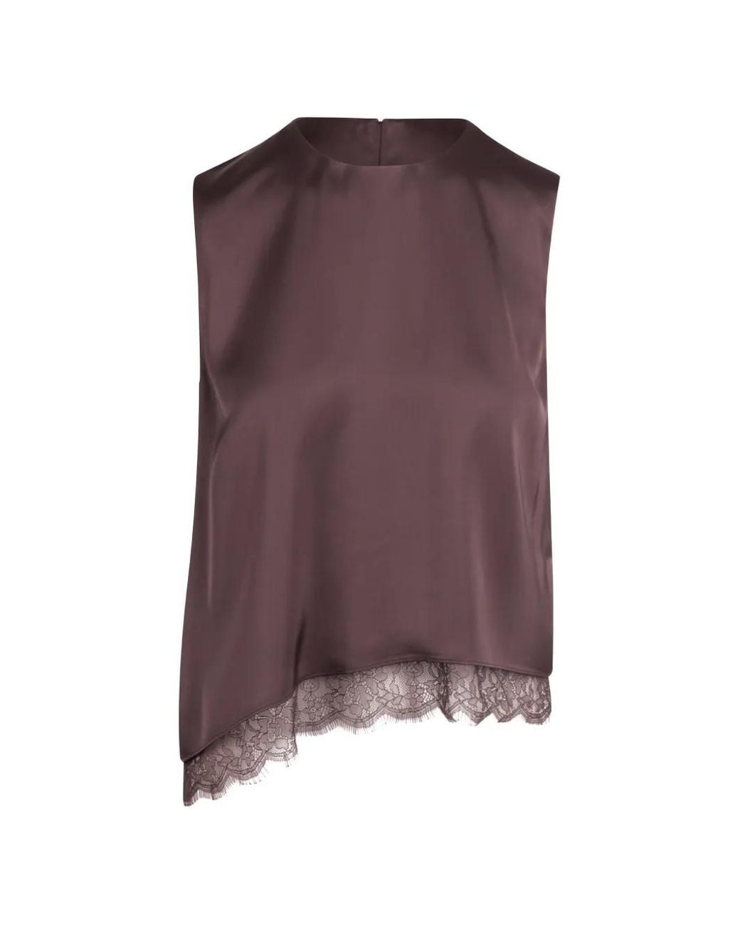 Vince Purple Lace-Trim Asymmetric Blouse