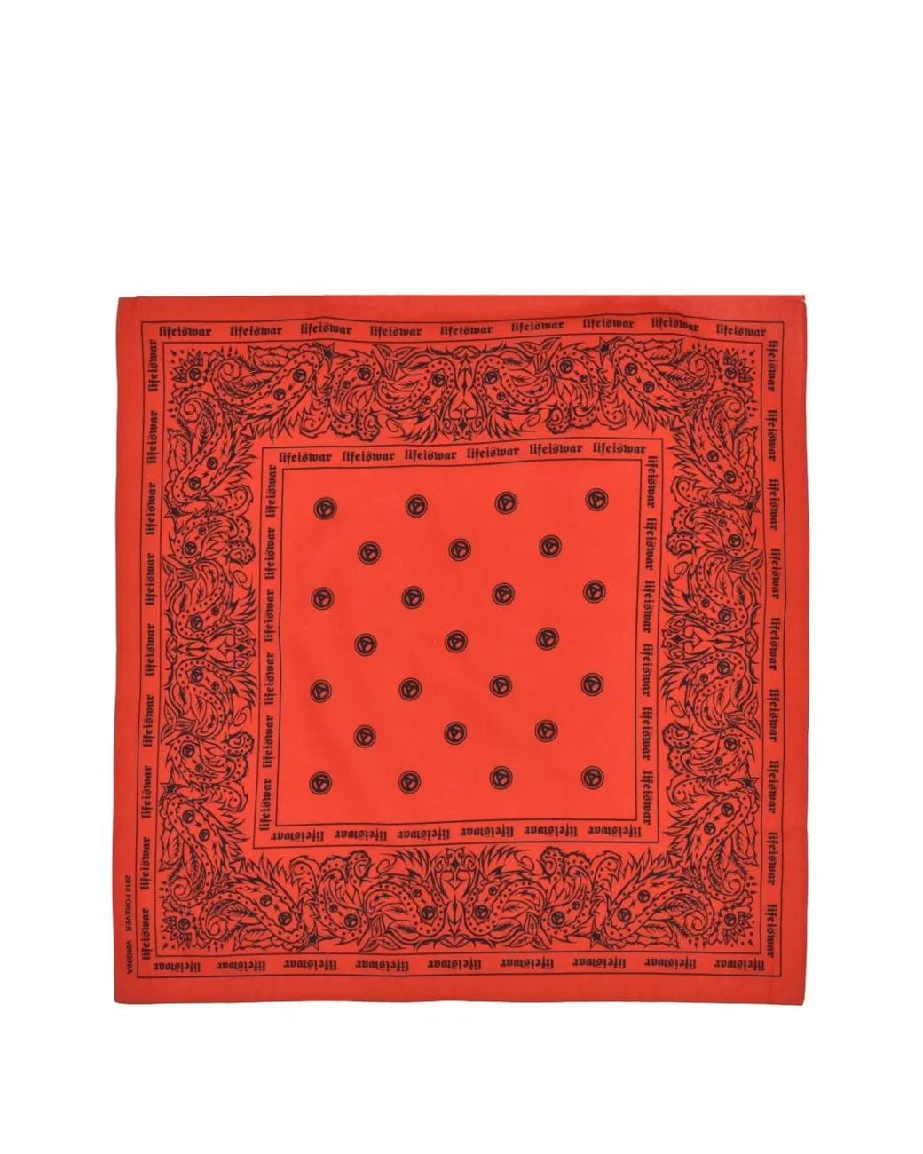 lifeiswar Red Paisley-Print Logo-Print Bandana for men
