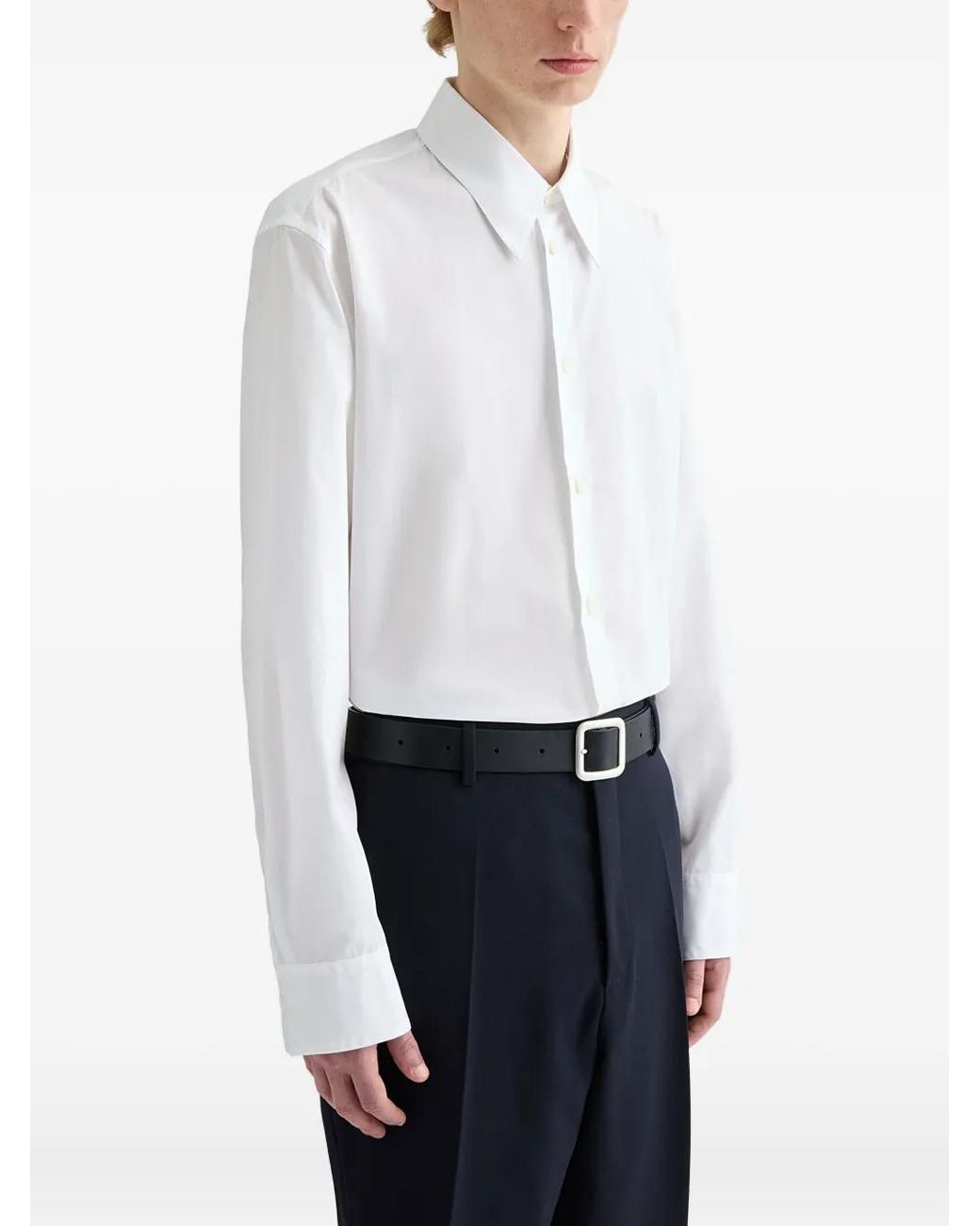 Jil Sander White Cotton Poplin Shirt for men