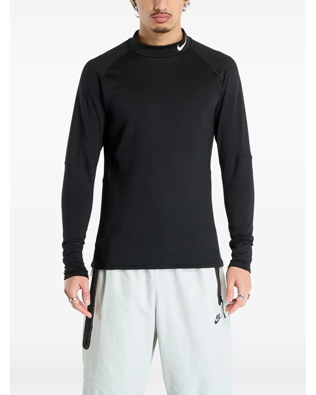 Nike Blue Long-Sleeved Turtleneck T-Shirt for men