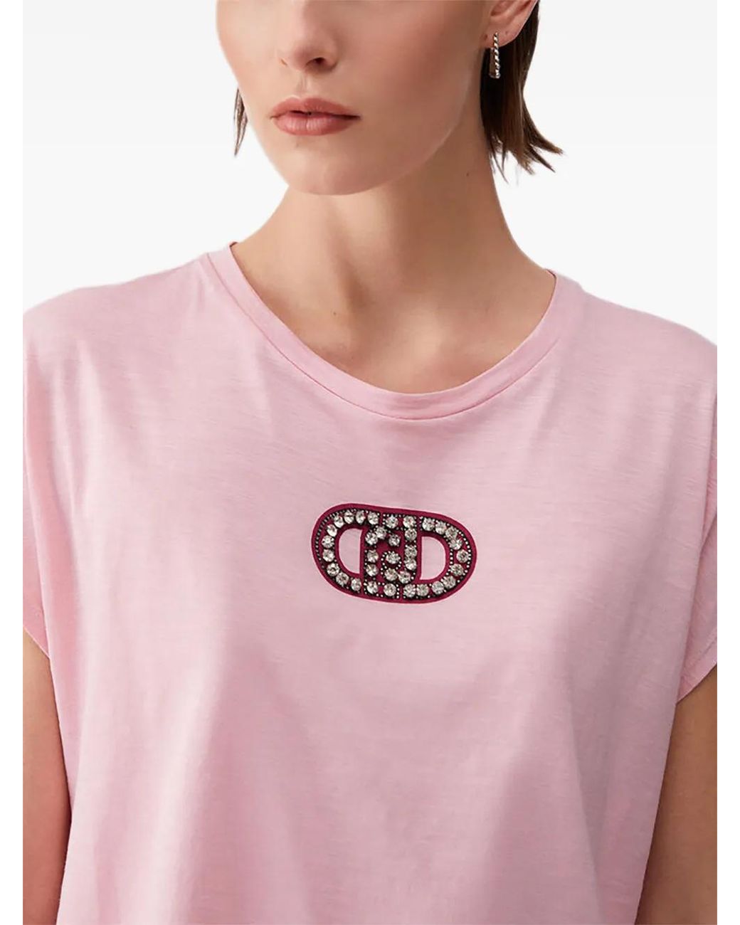 Liu Jo Pink T-Shirt With Bejewelled Details